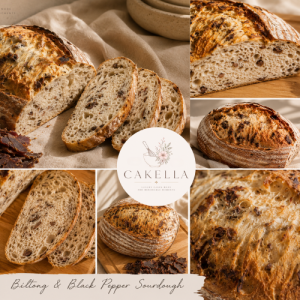 Biltong and black pepper bushveld sourdough bread, sourdough bread Cape Town, Cakella