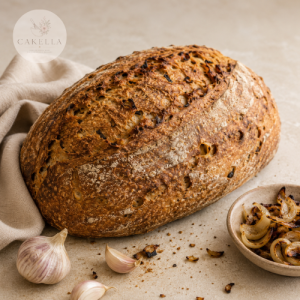 Fireside Sourdough Bread, Garlic and caramelised onion sourdough bread, Cape Town, Cakella