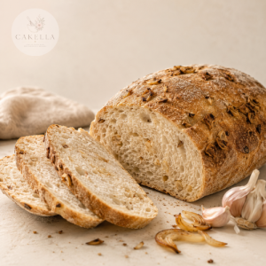 Fireside Sourdough Bread, Garlic and caramelised onion sourdough bread, Cape Town, Cakella